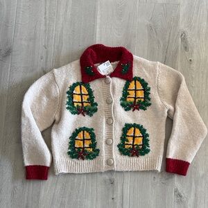Zara Christmas Window Cardigan with Red Accents